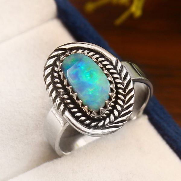Australian Opal Southwest Style Size US 9 925 Silver Ring (RS102-39)