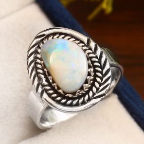 Australian Opal Southwest Style Size US 8 925 Silver Ring (RS102-40)