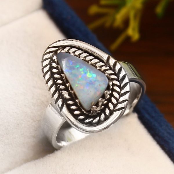Australian Opal Southwest Style Size US 6 925 Silver Ring (RS102-44)