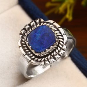 Australian Opal Southwest Style Size US 8 925 Silver Ring (RS102-41)