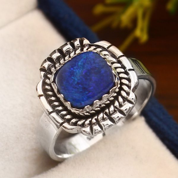 Australian Opal Southwest Style Size US 8 925 Silver Ring (RS102-41)