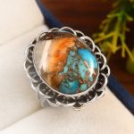 Spiny Oyster Turquoise Size US 9 925 Sterling Silver Ring (REXT13-16)