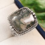 Moss Agate Size US 9 925 Silver Ring (RS104-172)