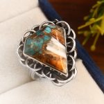 Spiny Oyster Turquoise Size US 6 925 Sterling Silver Ring (REXT13-4)