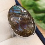 Labradorite Carving Size US 11 925 Silver Ring (RS104-153)