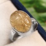 Citrine Carving Size US 6 925 Silver Ring (RS104-160)