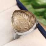 Citrine Carving Size US 10 925 Silver Ring (RS104-164)