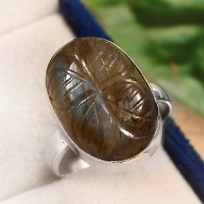 Labradorite Carving Size US 8 925 Silver Ring (RS104-149)