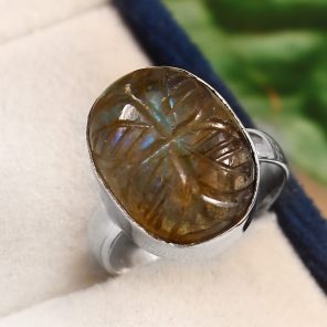 Labradorite Carving Size US 6 925 Silver Ring (RS104-159)