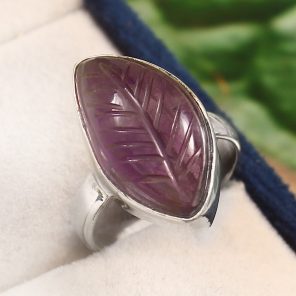 Amethyst Carving Size US 6 925 Silver Ring (RS104-166)