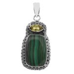Malachite & Peridot 1.75" 925 Silver Pendant (RS9-252)
