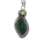 Malachite & Peridot 1.75" 925 Silver Pendant (RS9-253)