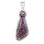 Charoite & Amethyst 2" 925 Silver Pendant (RS9-257)
