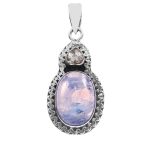 Rainbow Moonstone & Blue Topaz 1.75" 925 Silver Pendant (RS9-246)