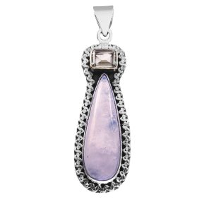 Rainbow Moonstone & Blue Topaz 2.25" 925 Silver Pendant (RS9-250)