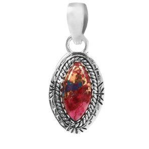 Pink Dahlia Turquoise 925 Silver Pendant (RS41-272)
