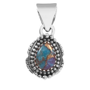 Pink Dahlia Turquoise 925 Silver Pendant (RS41-276)