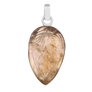 Citrine Carving 1.75" 925 Silver Pendant (RS104-138)