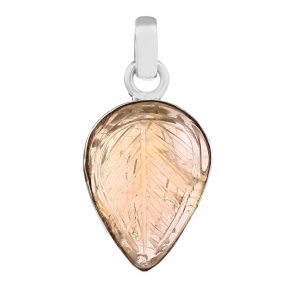 Citrine Carving 1.25" 925 Silver Pendant (RS104-141)