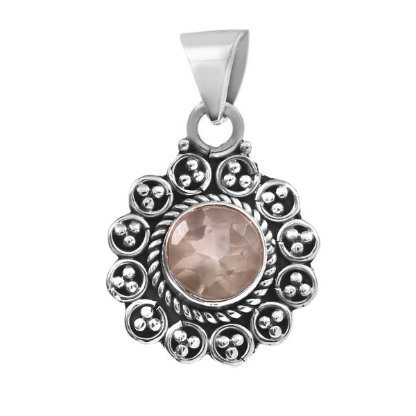 Rose Quartz 925 Silver Pendant (RS36-35)