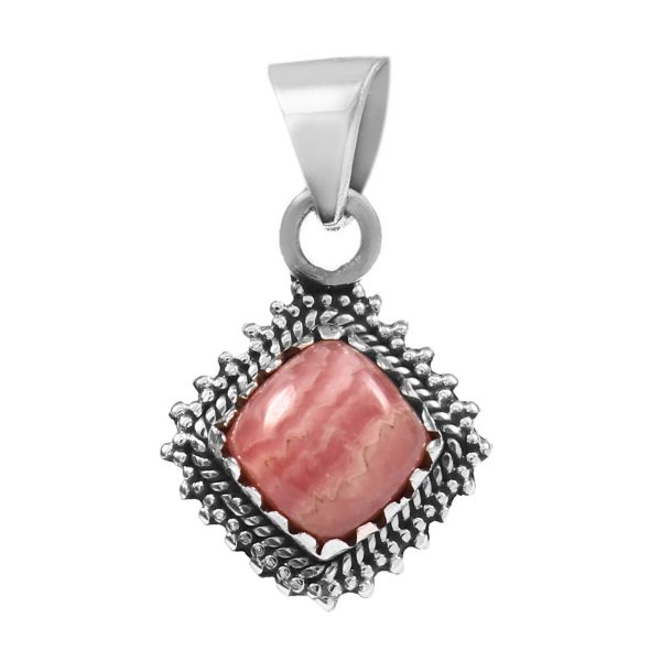 Pink Rhodochrosite 925 Silver Pendant (RS41-214)