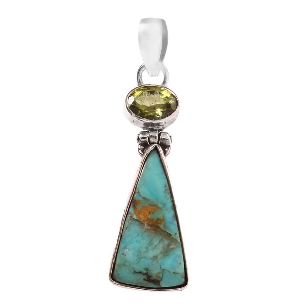 Mohave Turquoise & Peridot 1.5" 925 Silver Pendant (RS9-223)