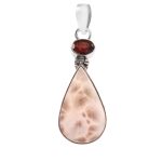 Natrolite (Pink Larimar) & Garnet 1.5" 925 Silver Pendant (RS9-216)