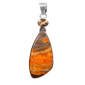 Bumble Bee Jasper & Citrine 2" 925 Silver Pendant (RS9-228)