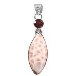 Natrolite (Pink Larimar) & Garnet 1.75" 925 Silver Pendant (RS9-217)