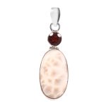 Natrolite (Pink Larimar) & Garnet 1.5" 925 Silver Pendant (RS9-218)