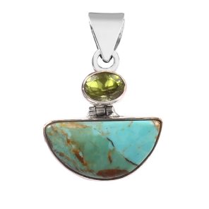 Mohave Turquoise & Peridot 1.25" 925 Silver Pendant (RS9-226)