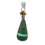 Malachite & Peridot 1.75" 925 Silver Pendant (RS9-234)