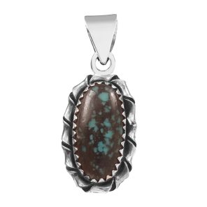 Tibetan Turquoise 1.25â€³ 925 Sterling Silver Pendant (RS109-279)