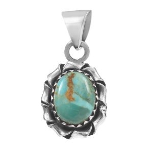 Mohave Turquoise 1â€³ 925 Sterling Silver Pendant (RS109-272)