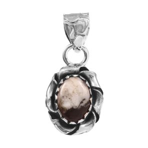 White Buffalo Turquoise 0.75â€³ 925 Sterling Silver Pendant (RS109-262)