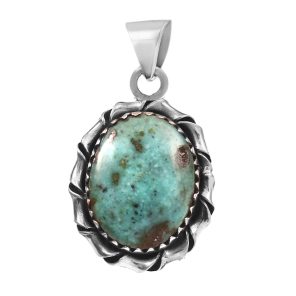 Morenci Turquoise 1.25â€³ 925 Sterling Silver Pendant (RS109-267)
