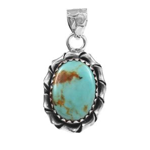 Kingman Turquoise 1.25â€³ 925 Sterling Silver Pendant (RS109-276)