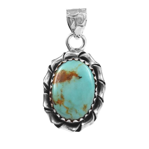 Kingman Turquoise 1.25â€³ 925 Sterling Silver Pendant (RS109-276)