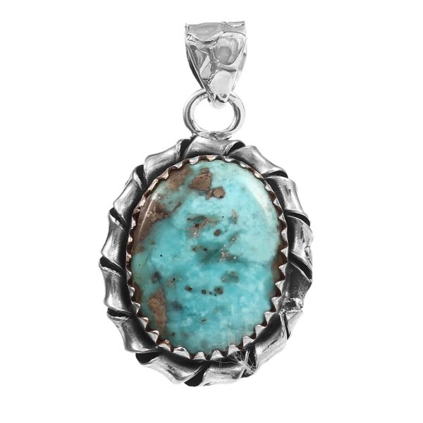 Morenci Turquoise 1.25â€³ 925 Sterling Silver Pendant (RS109-269)