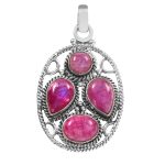 Multi Pink Rainbow Moonstone 1.75" 925 Silver Pendant (REXT42-70)