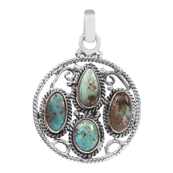 Multi Arizona Turquoise 1.5" 925 Silver Pendant (REXT42-84)