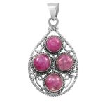 Multi Pink Rainbow Moonstone 1.75" 925 Silver Pendant (REXT42-73)