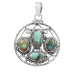 Multi Arizona Turquoise 1.5" 925 Silver Pendant (REXT42-85)
