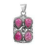 Multi Pink Rainbow Moonstone 1.75" 925 Silver Pendant (REXT42-75)