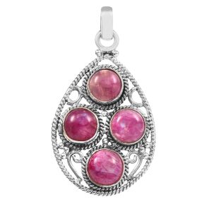 Multi Pink Rainbow Moonstone 1.75" 925 Silver Pendant (REXT42-78)
