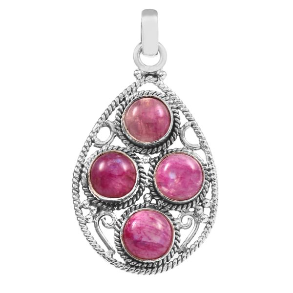 Multi Pink Rainbow Moonstone 1.75" 925 Silver Pendant (REXT42-78)