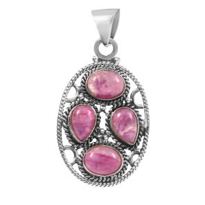 Multi Pink Rainbow Moonstone 1.75" 925 Silver Pendant (REXT42-79)