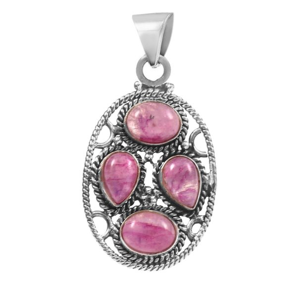 Multi Pink Rainbow Moonstone 1.75" 925 Silver Pendant (REXT42-79)