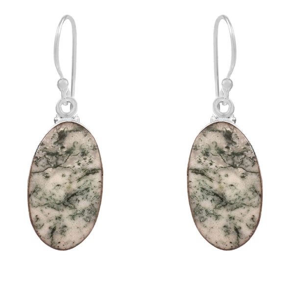 Tree Agate 1.5â€³ 925 Sterling Silver Earring (RS104-101)