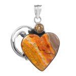 Bumble Bee Jasper & Citrine 1.5" 925 Silver Pendant (RS9-197)